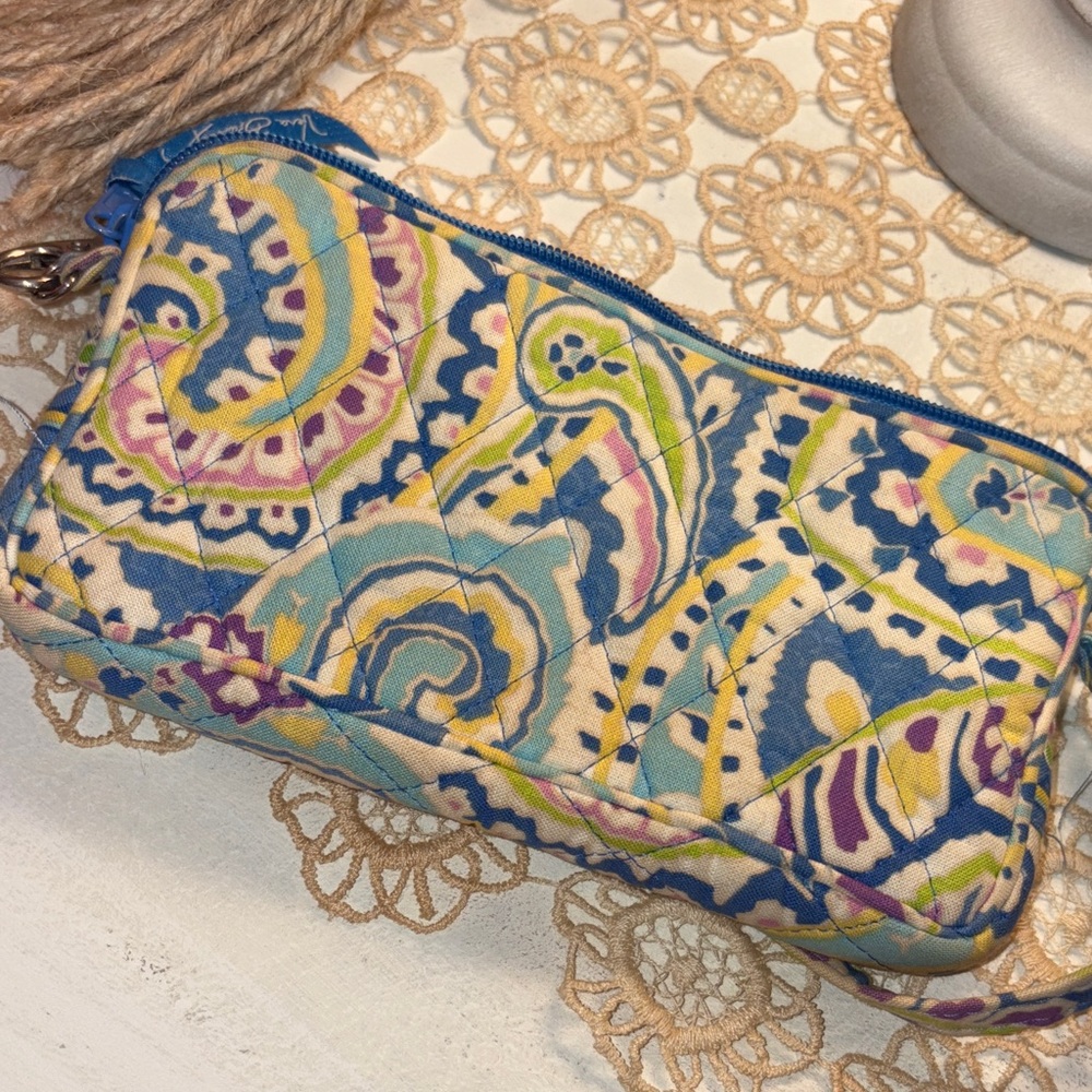 Vera Bradley Capri Blue and Yellow Paisley Wristlet - Picture 9 of 9